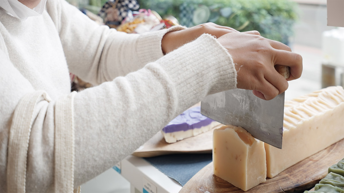 Manual Cutting of Soap